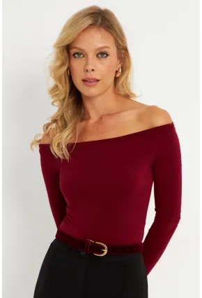 Kadın Bordo Bluz HOR13