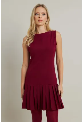 Kadın Bordo Etegi Pileli Mini Elbise FRY2265