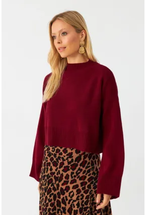 Kadın Bordo Kısa Kazak MYİL559