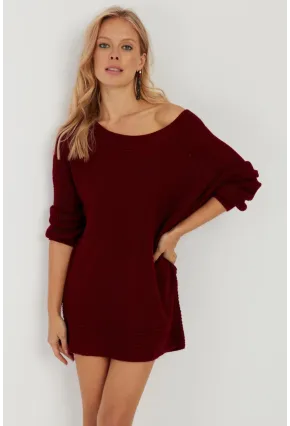 Kadın Bordo Triko Kazak SMT223