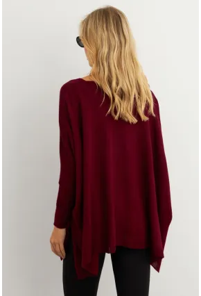 Kadın Bordo V Yaka Salaş Bluz YV304