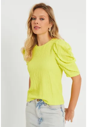 Kadın Bürümcük Bluz Neon Sarı AYD282