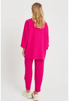 Kadın Bürümcük Kimono Takım Fuşya Q983