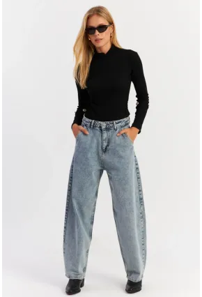 Kadın Buz Mavisi Baggy Pantolon AUR5