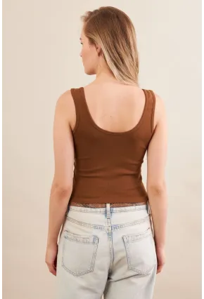 Kadın Camel Agraflı Kısa Bluz ZH167