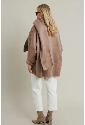 Kadın Camel Atkılı İçi Peluş Premium Ceket SE5