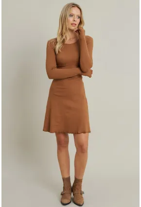 Kadın Camel Bağlamalı Kaşkorse Mini Elbise FRY2175