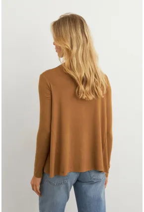 Kadın Camel Basic Balıkçı Yaka Bluz MKAZ501