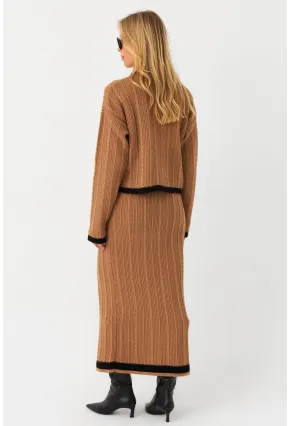 Kadın Camel İkili Alt Üst Triko Takım NUV34