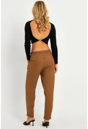 Kadın Camel Keten Pantolon DMR340