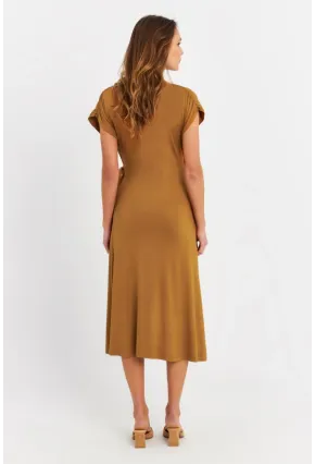 Kadın Camel Kruvaze Midi Elbise EY3044