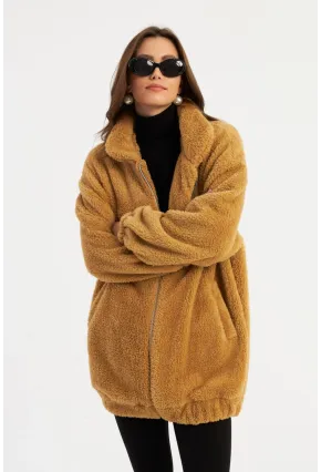 Kadın Camel Peluş Mont MLYT58