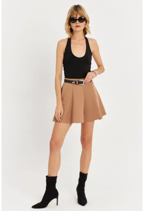 Kadın Camel Scuba Pilili Mini Etek DAF3204