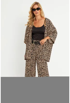 Kadın Camel-Siyah  Desenli Bürümcük Alt Üst Takım LON3004
