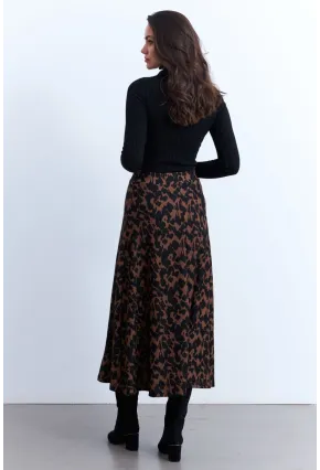 Kadın Camel-Siyah Desenli Çan Etek MLON3007