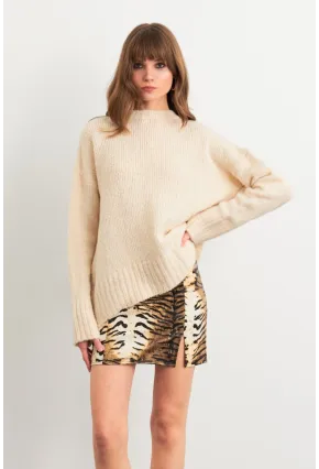 Kadın Camel-Siyah Suni Deri Zebra Desenli Mini Etek NH24475