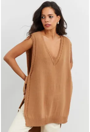 Kadın Camel Triko Süveter YV103