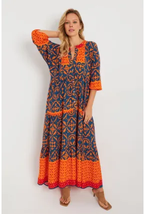 Kadın Desenli Salaş Maxi Elbise Multi Q981