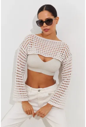 Kadın Ekru Ajurlu Bolero YV115