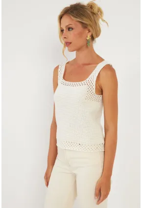 Kadın Ekru Ajurlu Triko Bluz YV258