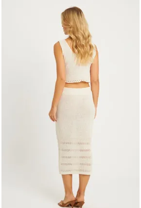 Kadın Ekru Ajurlu Triko Etek Takım YV251