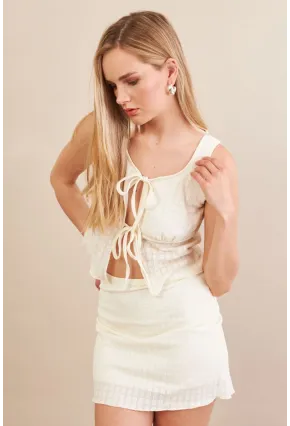 Kadın Ekru Alt Üst Etek Takım EV114