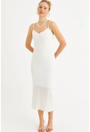 Kadın Ekru Astarlı Dantel Maxi Elbise YEL221662