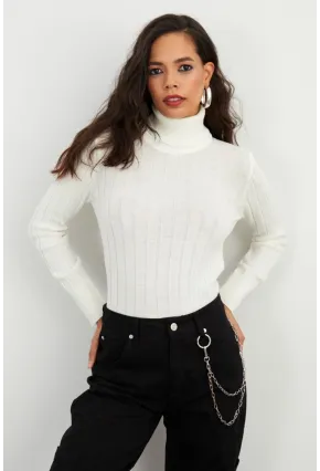 Kadın Ekru Balıkçı Kazak YV99