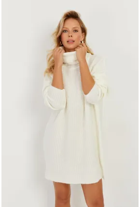 Kadın Ekru Balıkçı Yaka Triko Tunik KZ2504