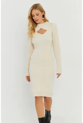 Kadın Ekru Bolerolu Triko Maxi Elbise YZ558