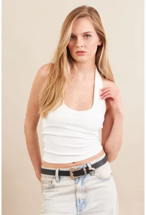 Kadın Ekru Boyun Askılı Bluz ZH171