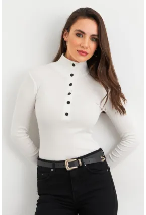 Kadın Ekru Çıtçıtlı Kaşkorse Bluz EY2983