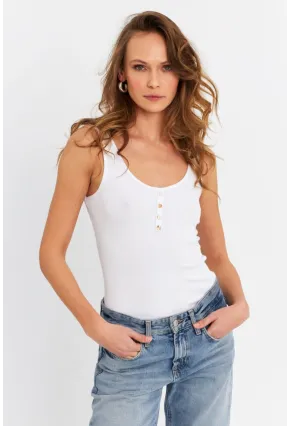 Kadın Ekru Düğmeli Atlet RSP634