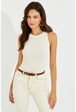 Kadın Ekru Halter Yaka Bluz LPP1233