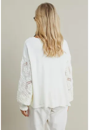 Kadın Ekru Kolları Örme Hırka MSE800