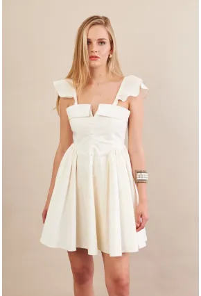 Kadın Ekru Midi Dokuma Elbise PSG1010