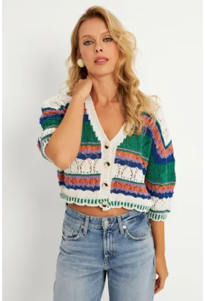 Kadın Ekru Multi Renkli Hırka MİW3851