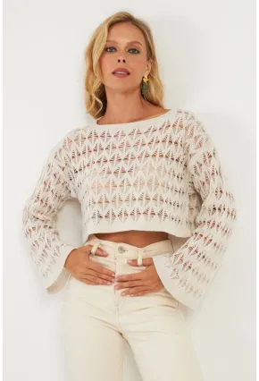 Kadın Ekru Triko Bluz YV254