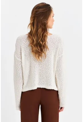 Kadın Ekru Triko Bluz YV322