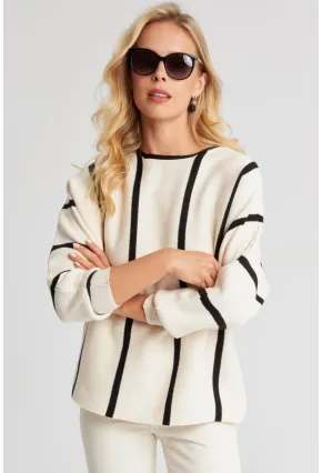 Kadın Ekru Yarasa Kol Triko Kazak YZ522