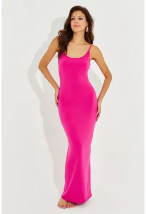 Kadın Fuşya Ayarlanabilir Askılı Maxi Elbise MEN2004