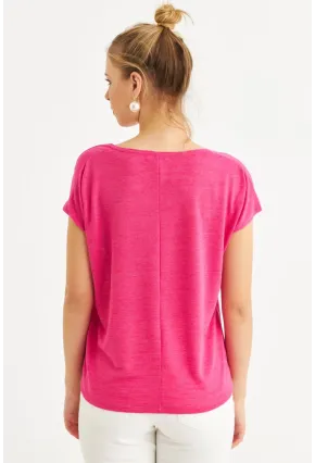 Kadın Fuşya Basic Bluz AYD410