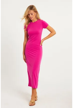 Kadın Fuşya Basic Midi Elbise DMR261