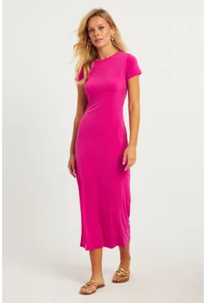 Kadın Fuşya Basic Midi Elbise DMR261