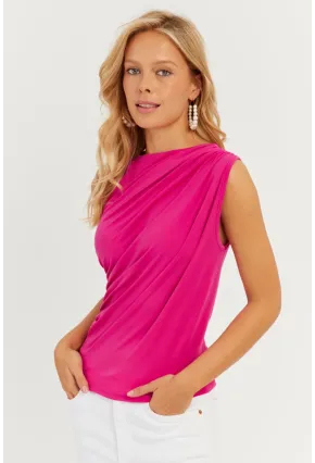 Kadın Fuşya Büzgülü Bluz YZ625