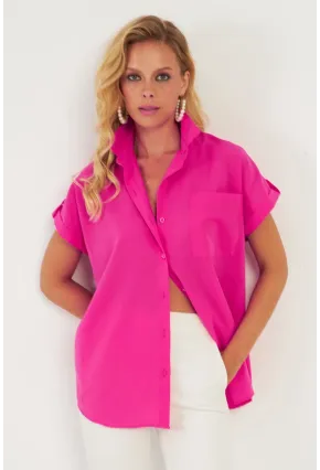 Kadın Fuşya Cepli Gömlek ZER410