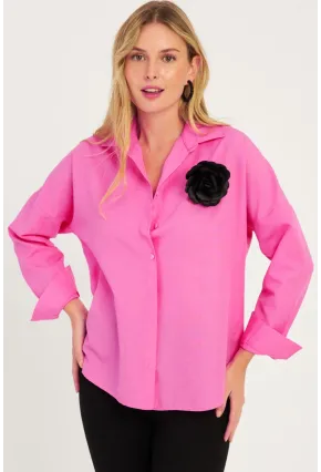 Kadın Fuşya Gül Aksesuarlı Gömlek SF2540