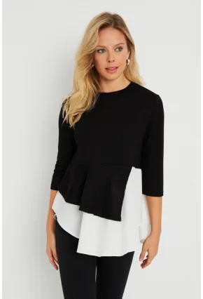 Kadın Gömlek Detaylı Bluz Siyah ST6025