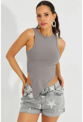 Kadın Gri Asimetrik Bluz B2734