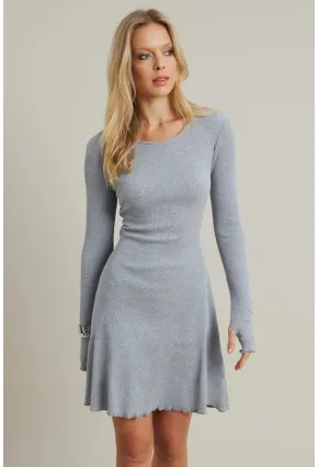 Kadın Gri Melanj Bağlamalı Kaşkorse Mini Elbise FRY2175